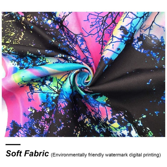 Retro Trippy Neon Forest Colorful Hallucinating Tapestry Room/Dorm Wall Art/Deco - Picture 5 of 6